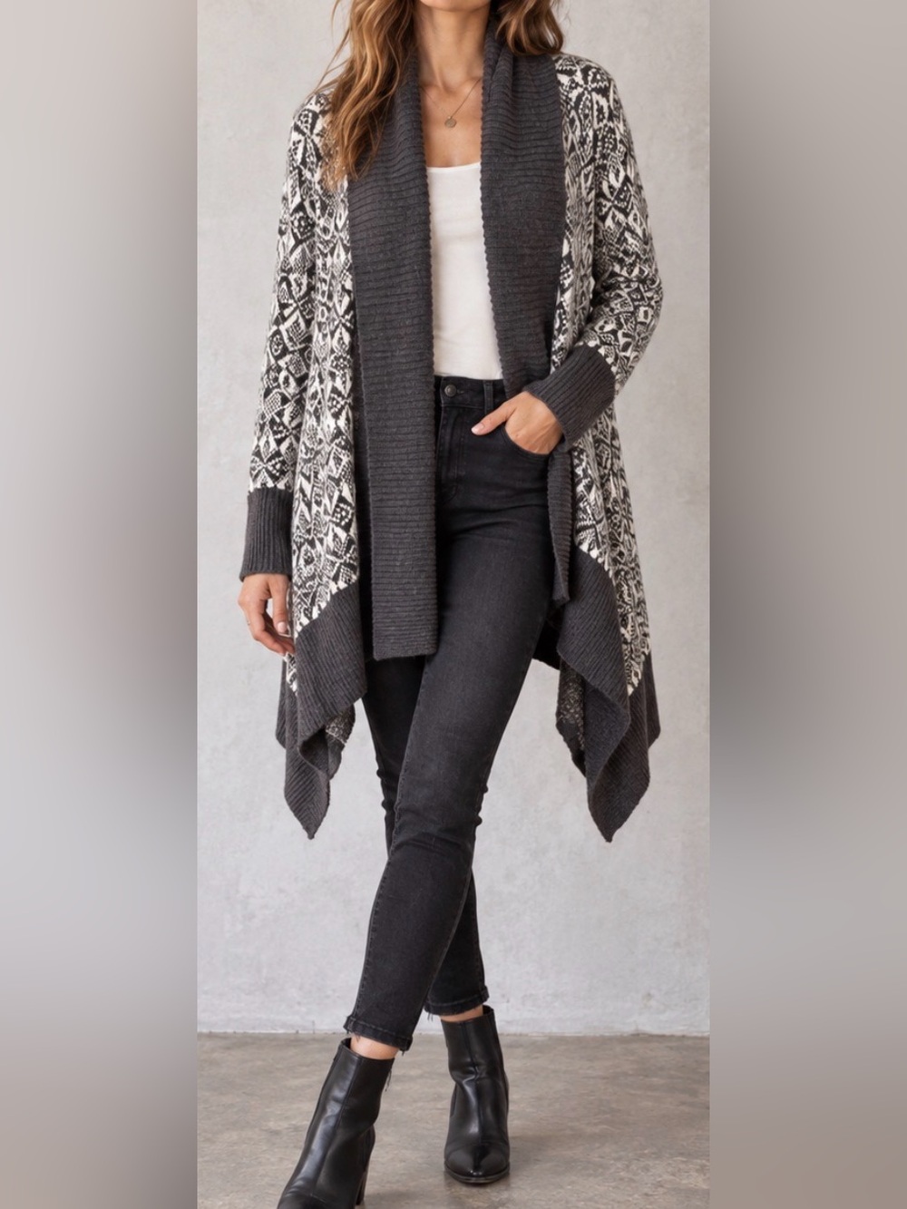 Banana Republic Fair Isle Waterfall Cardigan Sweater Size Medium NWOT